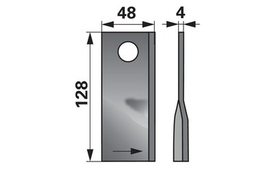 Nůž rotačky levý (20ks) 128x48x4, d=21,0 - 