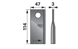 Nůž rotačky levý (25ks) 114x47x3, d=19,5