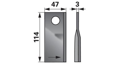 Nůž rotačky levý (25ks) 114x47x3, d=19,5 - 