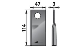 Nůž rotačky pravý (25ks) 114x47x3, d=19,5