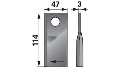 Nůž rotačky pravý (25ks) 114x47x3, d=19,5 - 