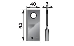 Nůž rotačky pravý (25ks) 94x40x3, d=19,0