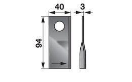 Nůž rotačky levý (25ks) 94x40x3, d=19,0