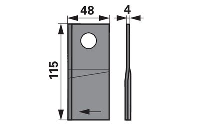 Nůž rotačky pravý (20ks) 115x48x4, d=19,5 - 