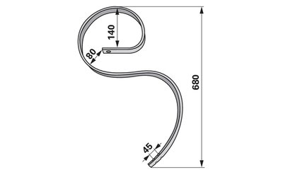 Pero kombinátoru bez radličky, 45 x 12 x 680 mm, montážní výška 520 mm - 