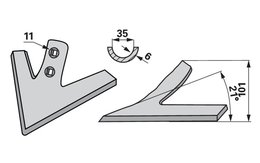  Šípová radlice 250 x 6 mm, rozteč otvorů 45, úhel 21°