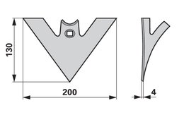  Šípová radlice 200 x 4 x 130 mm