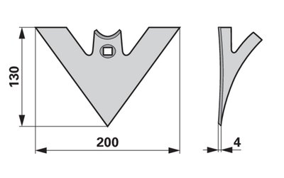  Šípová radlice 200 x 4 x 130 mm - 