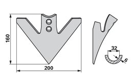  Šípová radlice 200 x 6 mm, rozteč otvorů 27