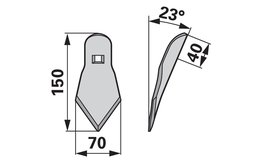 Radlička 70 x 4 mm, úhel 23°