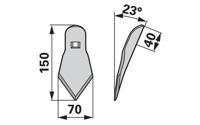 Radlička 70 x 4 mm, úhel 23° - 