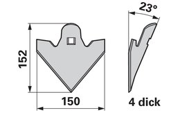 Šípová radlice 150 x 4 mm, úhel 23°