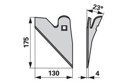  Půlradlice pravá, 130 x 4 mm, úhel 23°