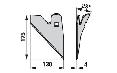  Půlradlice pravá, 130 x 4 mm, úhel 23° - 