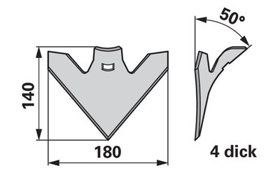  Šípová radlice 180 x 4 mm, úhel 50° - 