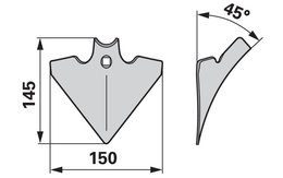  Šípová radlice 150 x 4 mm, úhel 45°