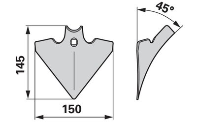  Šípová radlice 150 x 4 mm, úhel 45° - 