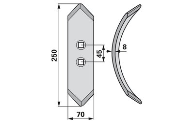  Radlička 70 x 8 x 250 mm, rozteč 45 mm - 