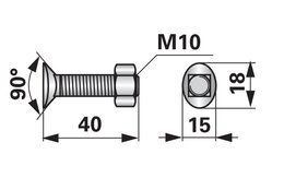 Planetový šroub M10 x 40 mm, 8.8, s matkou, 10 ks