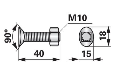 Planetový šroub M10 x 40 mm, 8.8, s matkou, 10 ks - 