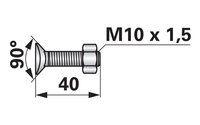 Planetový šroub M10 x 40 mm, 8.8, s matkou, 10 ks - 