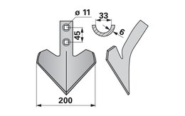  Šípová radlice 200 x 6 mm, rozteč 45 mm