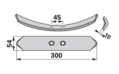  Radlice 54 x 10 x 300 mm, rozteč 45 mm - 