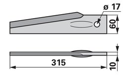 Nůž rotačních bran pravý, 60 x 13 x 310 mm Lemken