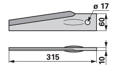 Nůž rotačních bran pravý, 60 x 13 x 310 mm Lemken - 