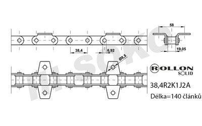 Elevátor. řetěz zrnový CLAAS 553461 - 