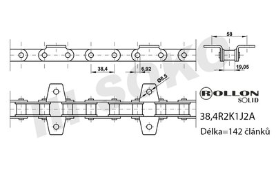 Elevátor. řetěz CLAAS 555629 samostatný - 