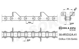 138 článků=5,299m Samostatný řetěz elevátorový