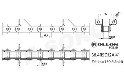 Elevátor. řetěz CLAAS 541783 samostatný - 