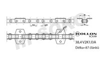 Samostatný řetěz 38.4VB - 87 čl. - 15 unašečů - 3341 mm - 
