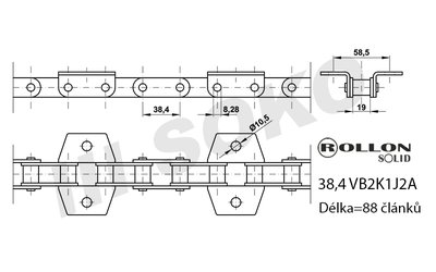 Samostatný řetěz 88 čl. - 3379 mm - 