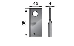 Nůž rotačky pravý (25ks) 98x45x4, d=16,5