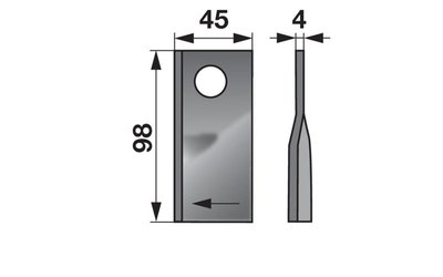 Nůž rotačky pravý (25ks) 98x45x4, d=16,5 - 