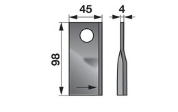 Nůž rotačky levý (25ks) 98x45x4, d=16,5