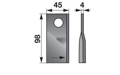 Nůž rotačky levý (25ks) 98x45x4, d=16,5 - 