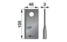 Nůž rotačky pravý (25ks) 105x48x3, d=19,0