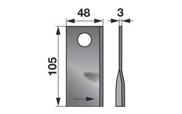 Nůž rotačky levý (25ks) 105x48x3, d=19,0