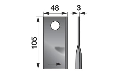 Nůž rotačky levý (25ks) 105x48x3, d=19,0 - 