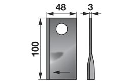 Nůž rotačky pravý (25ks) 100x48x3, d=19,0