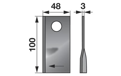 Nůž rotačky pravý (25ks) 100x48x3, d=19,0 - 