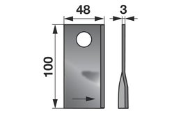 Nůž rotačky levý (25ks) 100x48x3, d=19,0