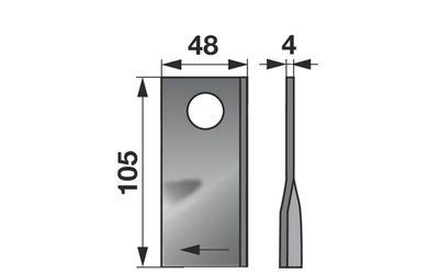 Nůž rotačky pravý (25ks) 105x48x4, d=19,0 - 