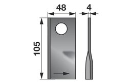 Nůž rotačky levý (25ks) 105x48x4, d=19,0