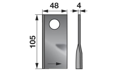 Nůž rotačky levý (25ks) 105x48x4, d=19,0 - 