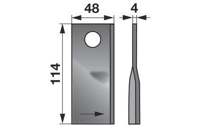 Nůž rotačky levý (25ks) 114x48x4, d=19,0 - 