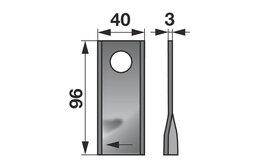 Nůž rotačky pravý (25ks) 96x40x3, d=19,0